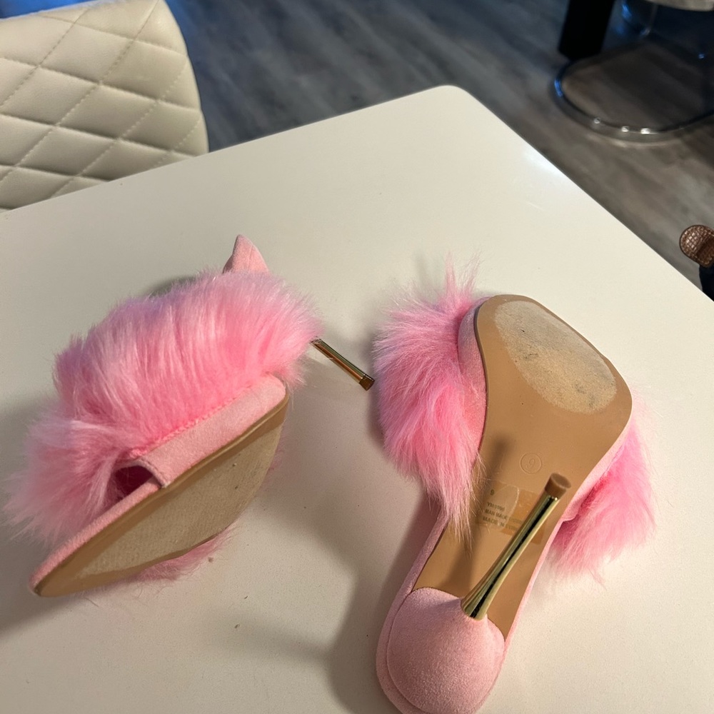 Pink furry heels